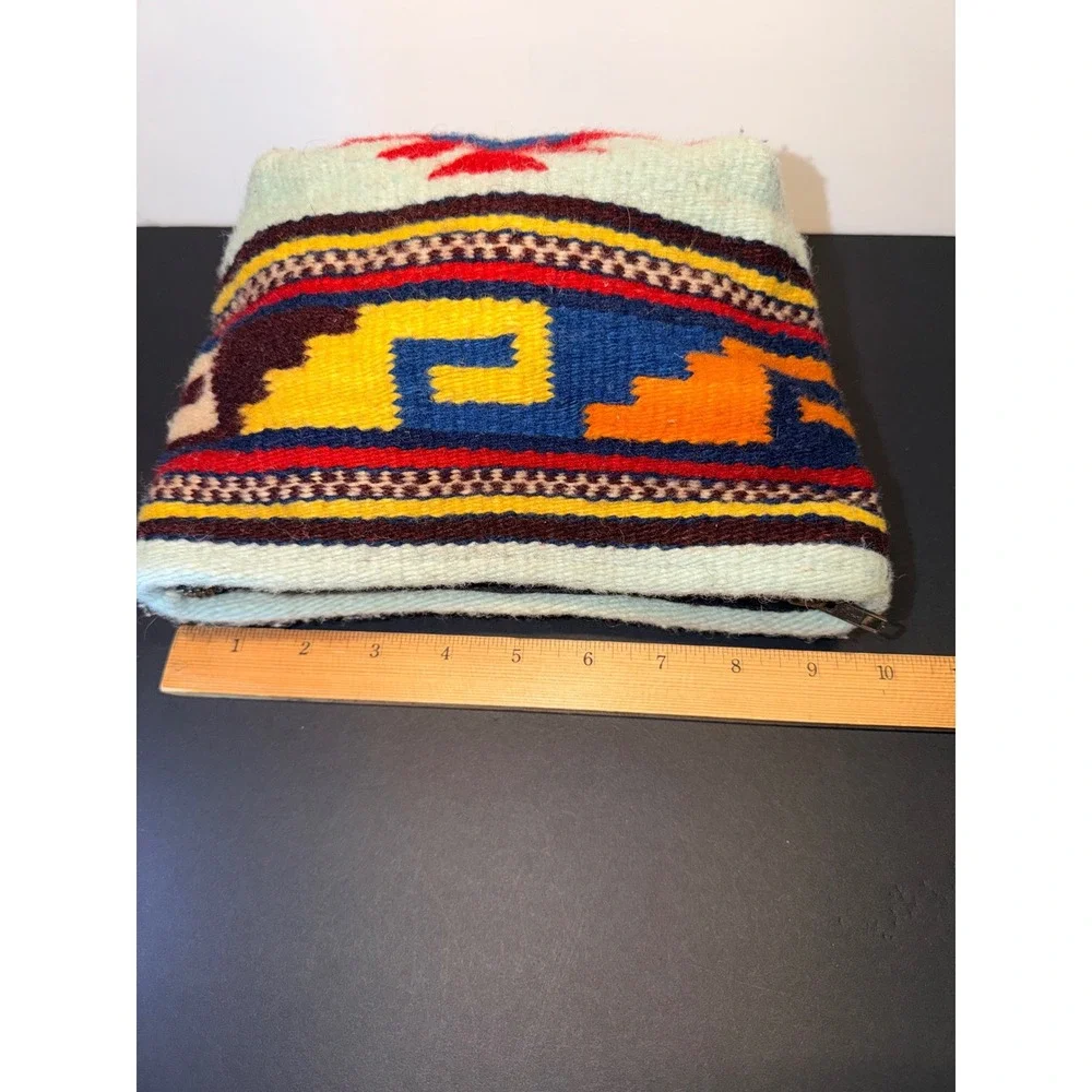 Manos Zapotecas Wool Handwoven Aztec Cosmetic Clutch Bag Geometric Pouch Mexico